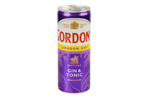 Напиток слабоалкогольный 0.25л 6.4% газированный с джином и тоником London Dry Gin&Tonic Gordon's ж/б