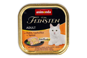 Корм д/котів з куркою лососем та шпинатом 100г Вом Фейштн