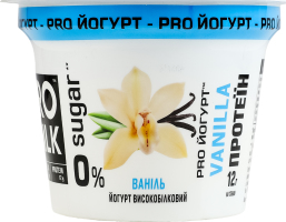 Йогурт 3% высокобелковый с наполнителем и подсластителем без добавления сахара Ваніль Pro Milk ст 200г