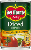 Del Monte Diced Tomatoes Basil, Garlic & Oregano No Salt Added