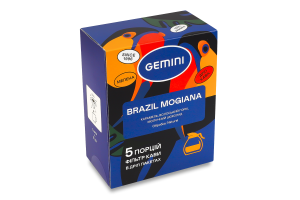 Кава натуральна смажена мелена Mogiana Brazil Gemini в/ґ к/у 5х12г
