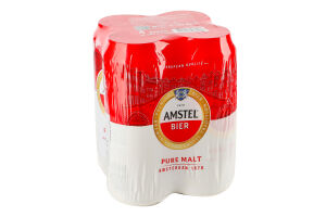 Пиво 4х500мл 5% світле фільтроване пастеризоване Amstel м/у