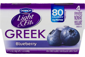 Dannon Light & Fit Greek Nonfat Yogurt Blueberry - 4 CT