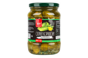 Огурцы маринованые пастеризованные Корнишоны Хіт продукт с/б 680г