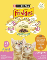 Корм сухой полнорационный для котят с курицей, индейкой, молоком и овощами Junior Friskies к/у 300г