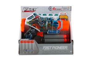 Іграшка Пістолет механічний з барабаном та м'якими набоями 4шт Fast Pioneer
