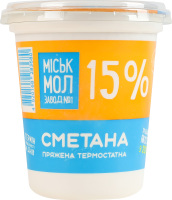 Сметана 15% топленая термостатная Міськмолзавод №1 ст 300г