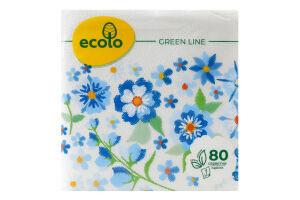 Салфетки бумажные однослойные 325х325мм Green line Ecolo 80шт