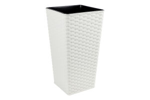 Горщик д/квітів Ротанг 2,7л біла троянда квадратний 16*16*30см арт115039 Алеана