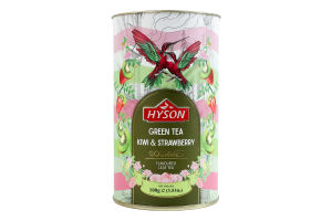 Чай зеленый байховый листовой с клубникой и ароматом киви Gourmet Hyson тубус 100г