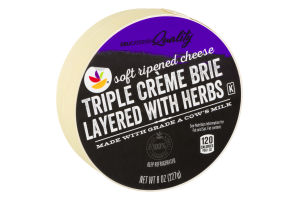 Ahold Soft Ripened Cheese Triple Creme Brie Layered with Herbs