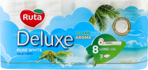 Бумага туалетная 3-х слойная 160 листов Island aroma Pure white Deluxe Ruta 8шт