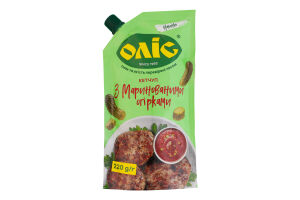 Кетчуп с сахаром и подсластителем С маринованными огурцами Оліс д/п 220г