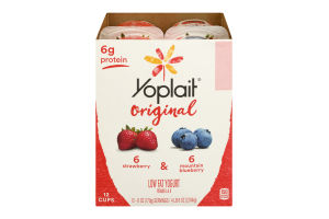 Yoplait Original Low Fat Yogurt Strawberry & Mountain Blueberry - 12 CT
