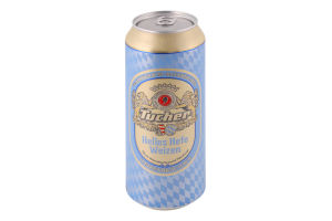 Пиво 0.5л 5.2% світле нефільтроване неосвітлене пастеризоване Helles Hefe weizen Tucher з/б