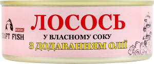 Лосось у власному соку з додаванням олії стерилізований Craft Fish з/б 240г