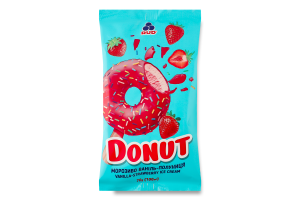 Морозиво ескімо з комбінованим складом сировини Ваніль-полуниця Donut Rud м/у 70г