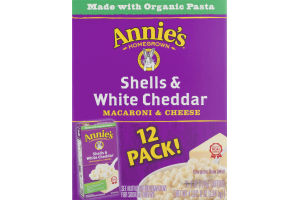 Annie's Homegrown Macaroni & Cheese Shells & White Cheddar - 12 PK
