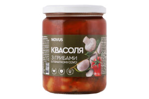 Фасоль с грибами в томатном соусе Novus с/б 500г