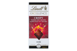 Шоколад темний з хрустким печивом та карамеллю Excellence Lindt к/у 100г