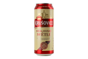 Пиво 500мл 4.2% світле фільтроване пастеризоване Kralovske Svetle Krusovice з/б