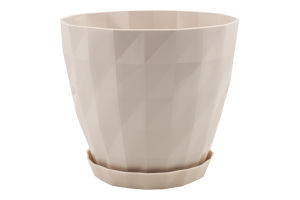 Вазон д/квітів Кристал 1,15л бежевий з підставкою Серінова