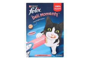 Корм консервований додатковий для дорослих та літніх котів з лососем Deli moments Felix к/у 4х10г