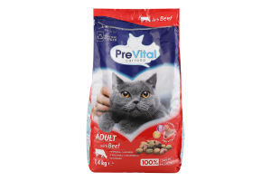 Корм для котів PreVital з яловичиною сухий