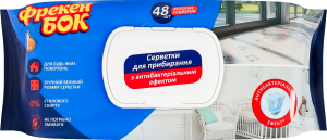 Серветки вологі господарчі універсальні з антибактеріальним ефектом для дому Фрекен Бок 48шт