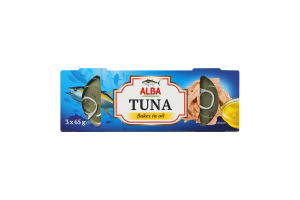 Тунець шматочками в олії 3*65г ж/б з ключем Alba Food