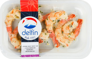Креветки хвосты Delfin с чесником варено-морожен