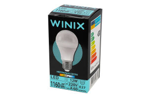 Лампа нейтральне світло A60 12W E27 4100K LED Winix 1шт