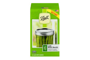 Ball Wide Mouth Lids With Bands - 12 CT