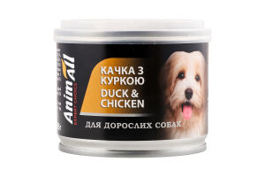 Корм д/дорослих собак Качка з куркою в ніжному желе 195г ж/б AnimAll