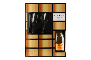 Набір Вино ігристе Просекко Міллезімато біле екстра-сухе 10,5-11,5%0,75л+бокал 2шт Канті