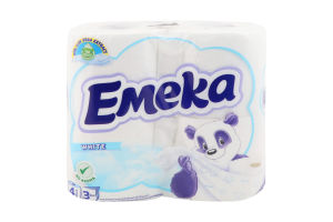 Папір туалетний 3-х шаровий White Emeka 4шт