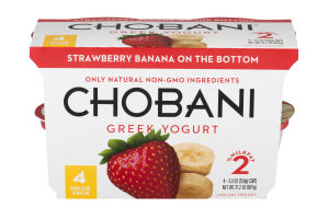 Chobani Greek Low-Fat Yogurt Strawberry Banana on the Bottom - 4 PK
