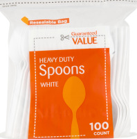 Guaranteed Value Heavy Duty Plastic Spoons White - 100 CT