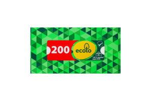 Серветки косметичні універсальні 2-х шарові 20х20см Ecolo 200шт