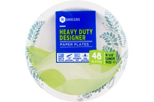 SE Grocers Paper Plates 8 1/2" Lunch Size Heavy Duty Designer - 48 CT