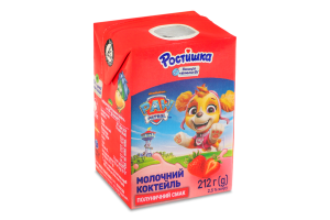 Коктейль молочний 2.5% стерилізований збагачений вітаміном D Полуничний Ростишка т/п 212г