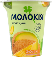 Йогурт 2% з наповнювачем фруктовим пастеризованим Диня Молокія ст 240г