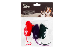 Н-р іграшок д/котів Мишка-пищалка 6/13см 3шт мікс