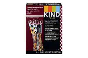 KIND Plus Bars Cranberry Almond + Antioxidants with Macadamia Nuts - 4 CT