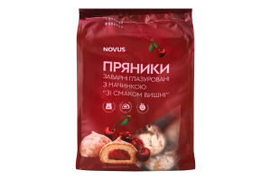 Пряники заварные глазированные с начинкой Со вкусом вишни Novus м/у 300г
