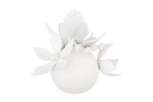 Куля новорічна Квітка біла пластик 8см КМ