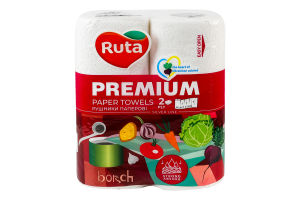 Рушники паперові 2-х шарові 120 листів Premium Ruta 2шт