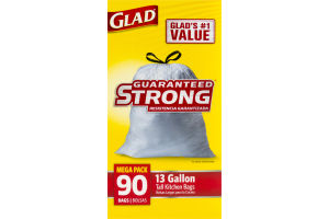 Glad Tall Kitchen Drawstring Trash Bags, 13 Gallon, 90 Count
