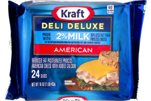 Kraft Deli Deluxe Cheese Slices 2% Milk American - 24 CT