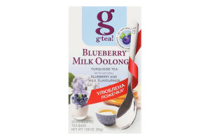 Чай бирюзовый байховый мелкий с ароматом черники и молока Blueberry milk oolong G'tea к/у 20х1.5г